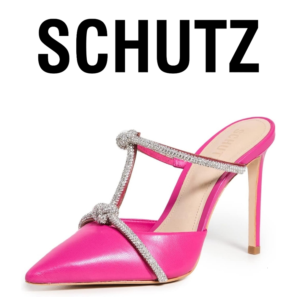 SCHUTZ  Women's Sylvie Heels Paradise Pink/Cristal 8 Medium US - Picture 5 of 6